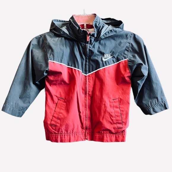 Nike Boy’s Hooded Lightweight Windbreaker Jacket size 4T Red & Grey - Picture 4 of 11